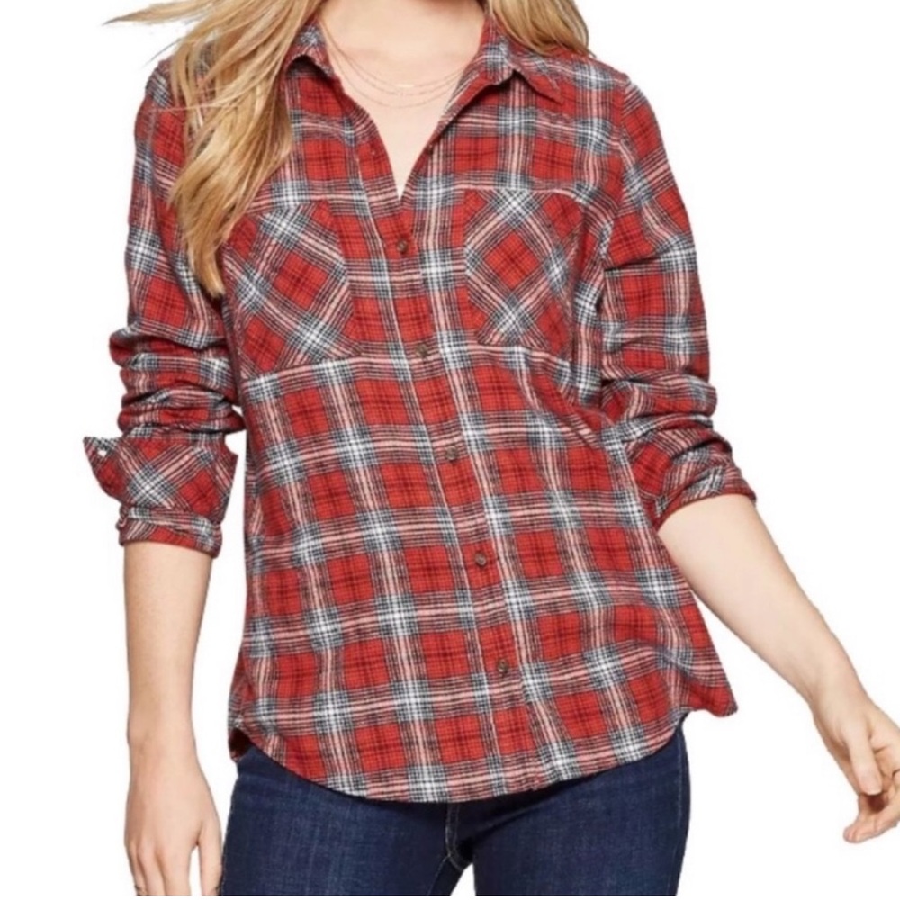 a new day Red Plaid Button Down Shirt